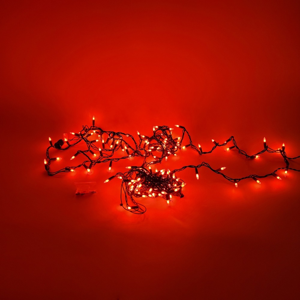 Set of 2 Orange Halloween Mini Lights 70 Count per Strand Black Wire Holiday